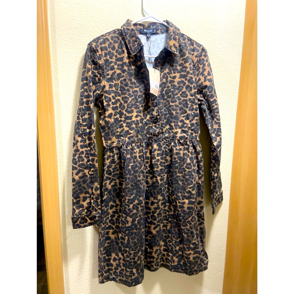 MISSGUIDED TALL leopard denim dress NWT